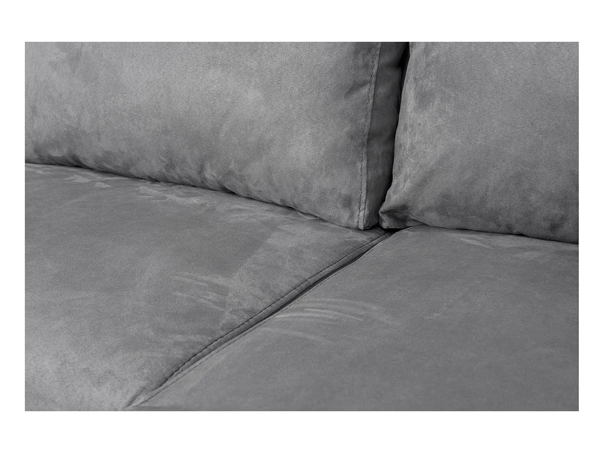 Canapé panoramique Oslo convertible avec coffres, poufs à droite - Simili/Microfibre - Blanc/Gris - L311 x P146 x H81cm - Loungitude