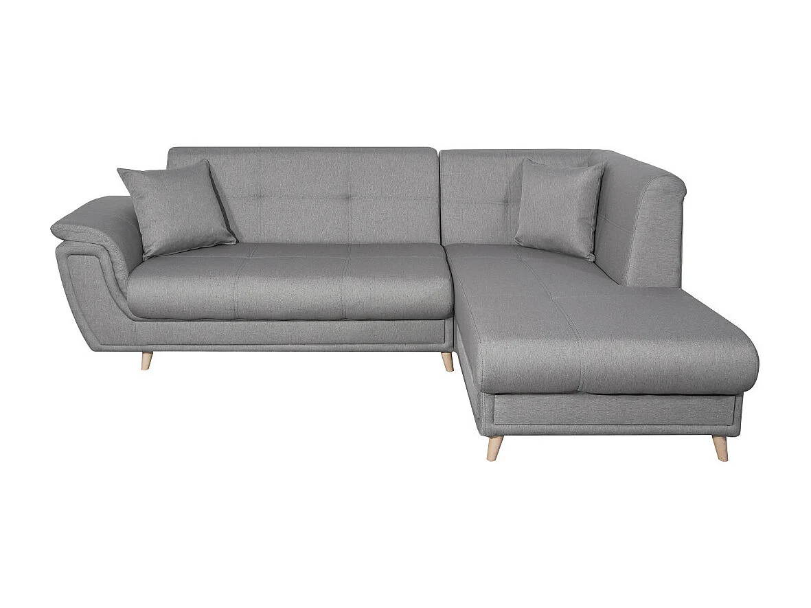Canapé d'angle droit 5 places Flavie convertible en tissu - Gris - L260 x 180 x 85cm - Loungitude