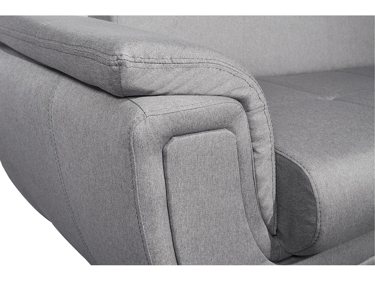 Canapé d'angle droit 5 places Flavie convertible en tissu - Gris - L260 x 180 x 85cm - Loungitude