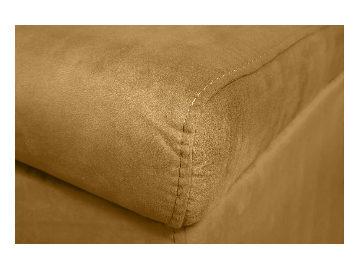 Canapé d'angle 3 places Maria réversible et convertible avec coffre en velours - Jaune ocre - L227 x P146 x H81cm - Loungitude