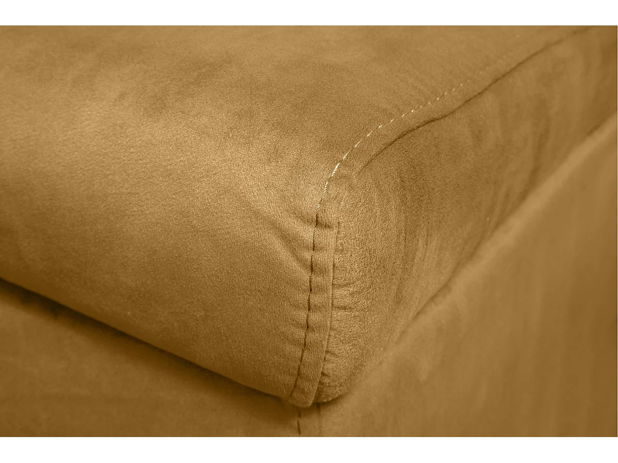 Canapé d'angle 3 places Maria réversible et convertible avec coffre en velours - Jaune ocre - L227 x P146 x H81cm - Loungitude