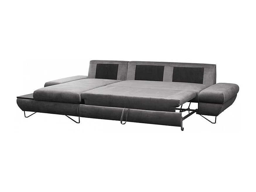 Canapé d'angle ORLANE convertible en velours - Angle Gauche, Gris