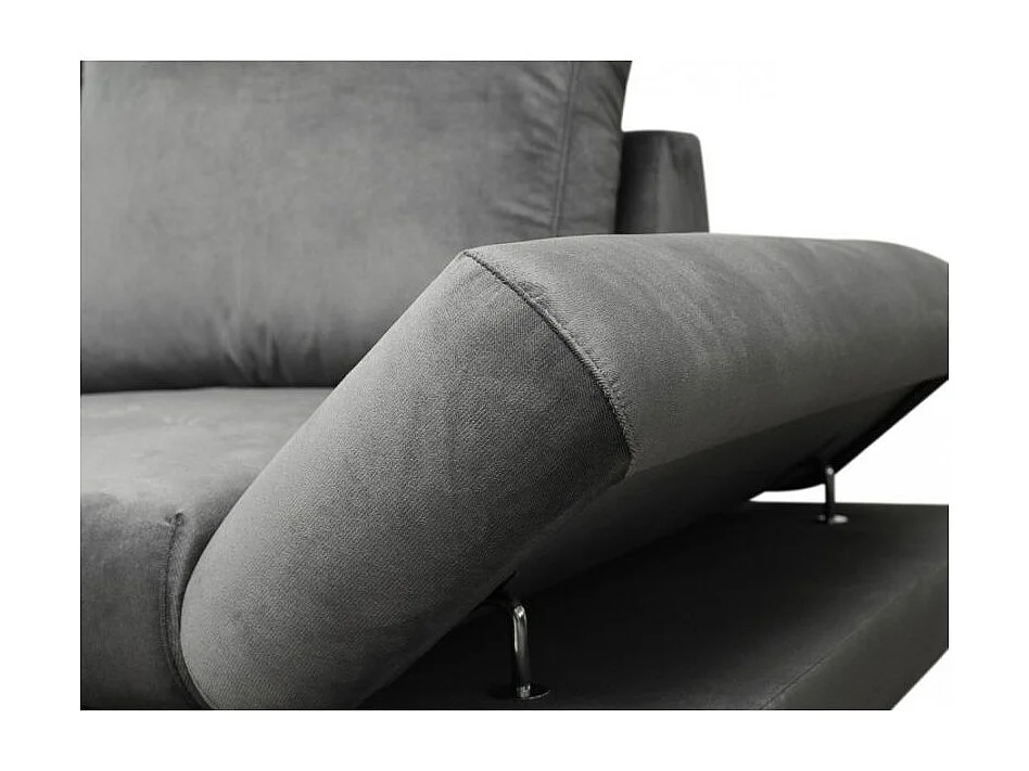 Canapé d'angle ORLANE convertible en velours - Angle Gauche, Gris
