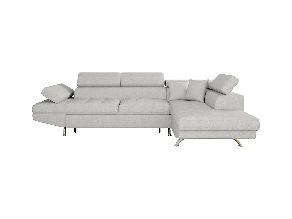 Canapé d'angle droit 5 places Rio Convertible avec coffre en tissu - Gris perle - L271 x P192 x H70cm - Loungitude
