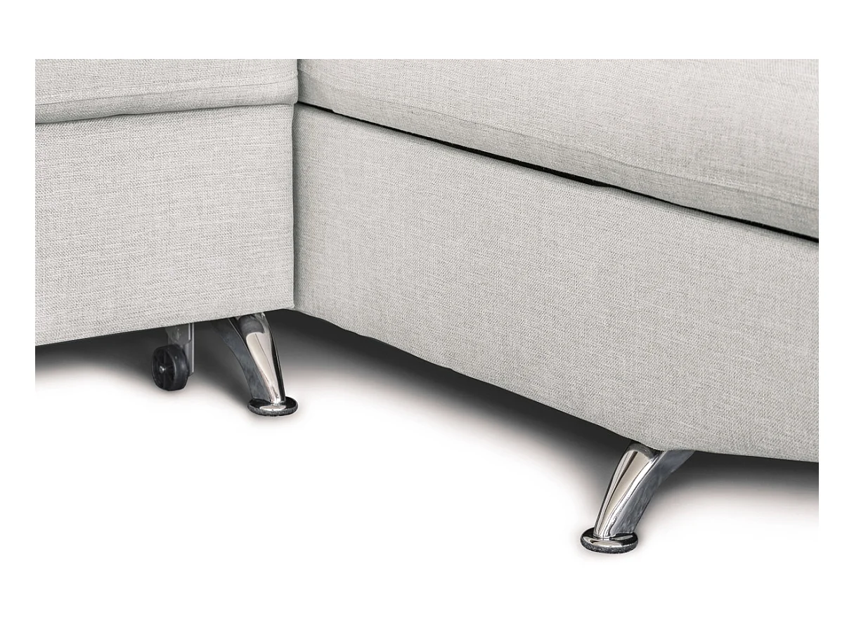 Canapé d'angle droit 5 places Rio Convertible avec coffre en tissu - Gris perle - L271 x P192 x H70cm - Loungitude