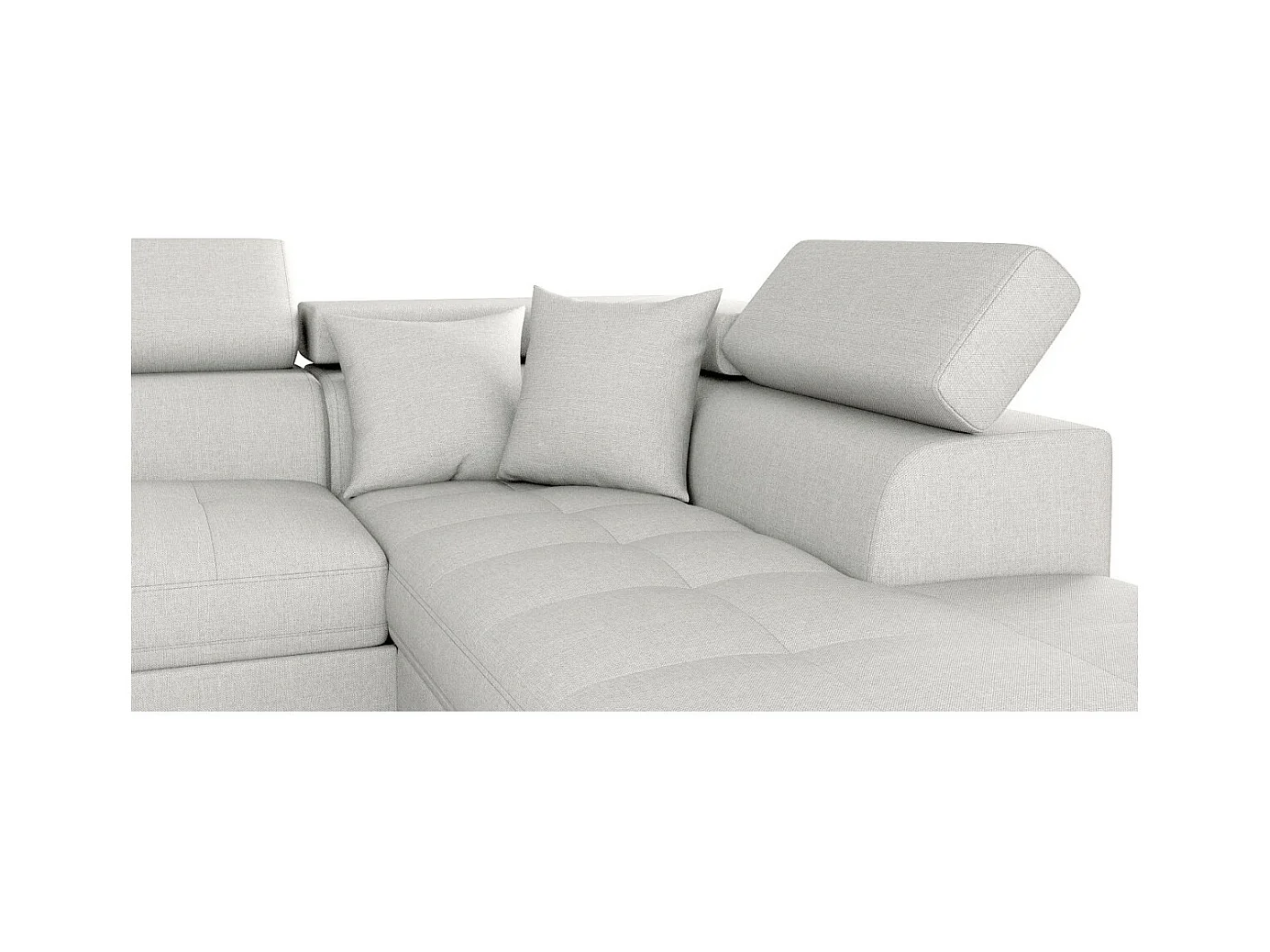 Canapé d'angle droit 5 places Rio Convertible avec coffre en tissu - Gris perle - L271 x P192 x H70cm - Loungitude