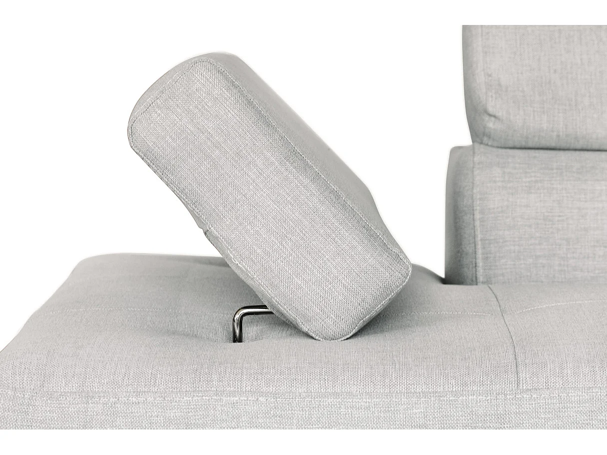 Canapé d'angle droit 5 places Rio convertible avec coffre en tissu - Gris perle - L271 x P192 x H70cm - Loungitude