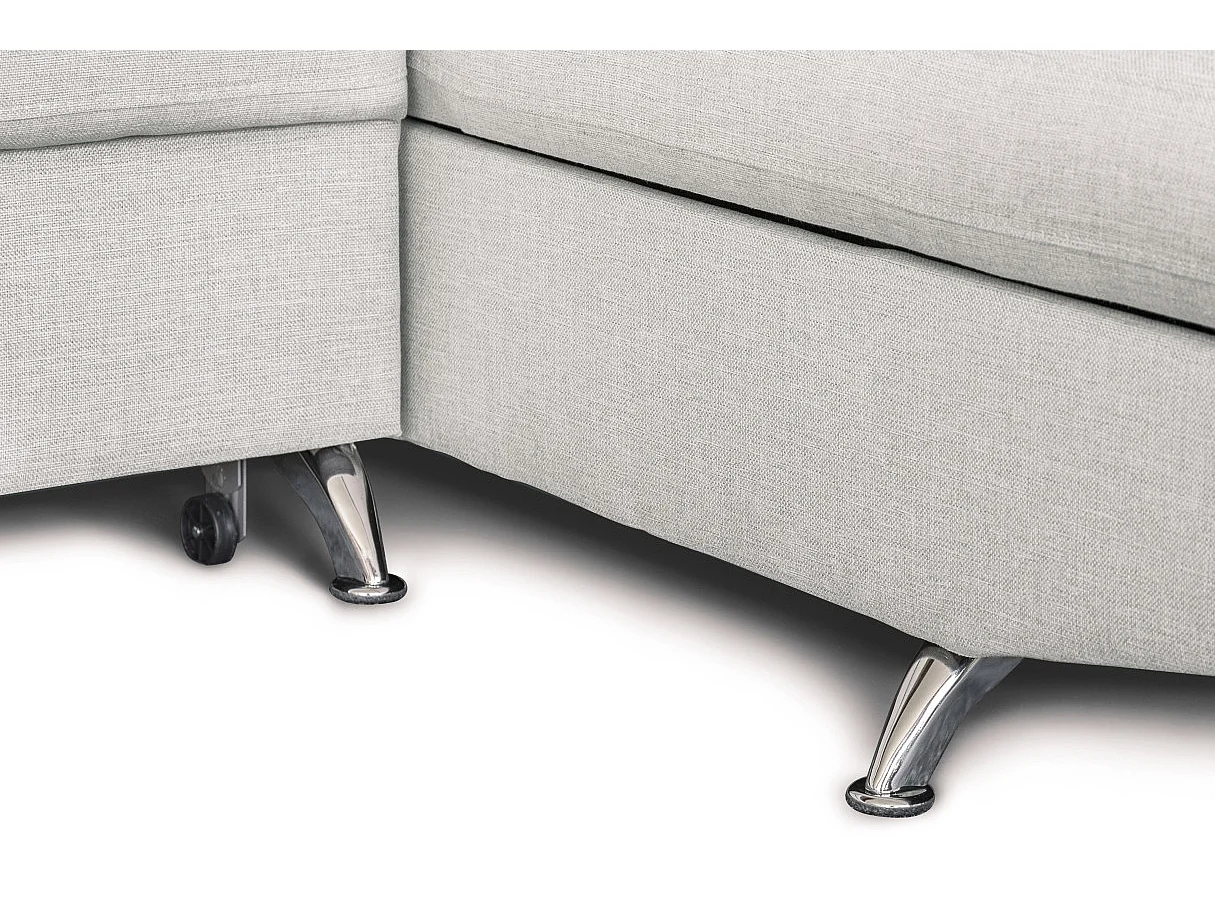 Canapé d'angle droit 5 places Rio convertible avec coffre en tissu - Gris perle - L271 x P192 x H70cm - Loungitude