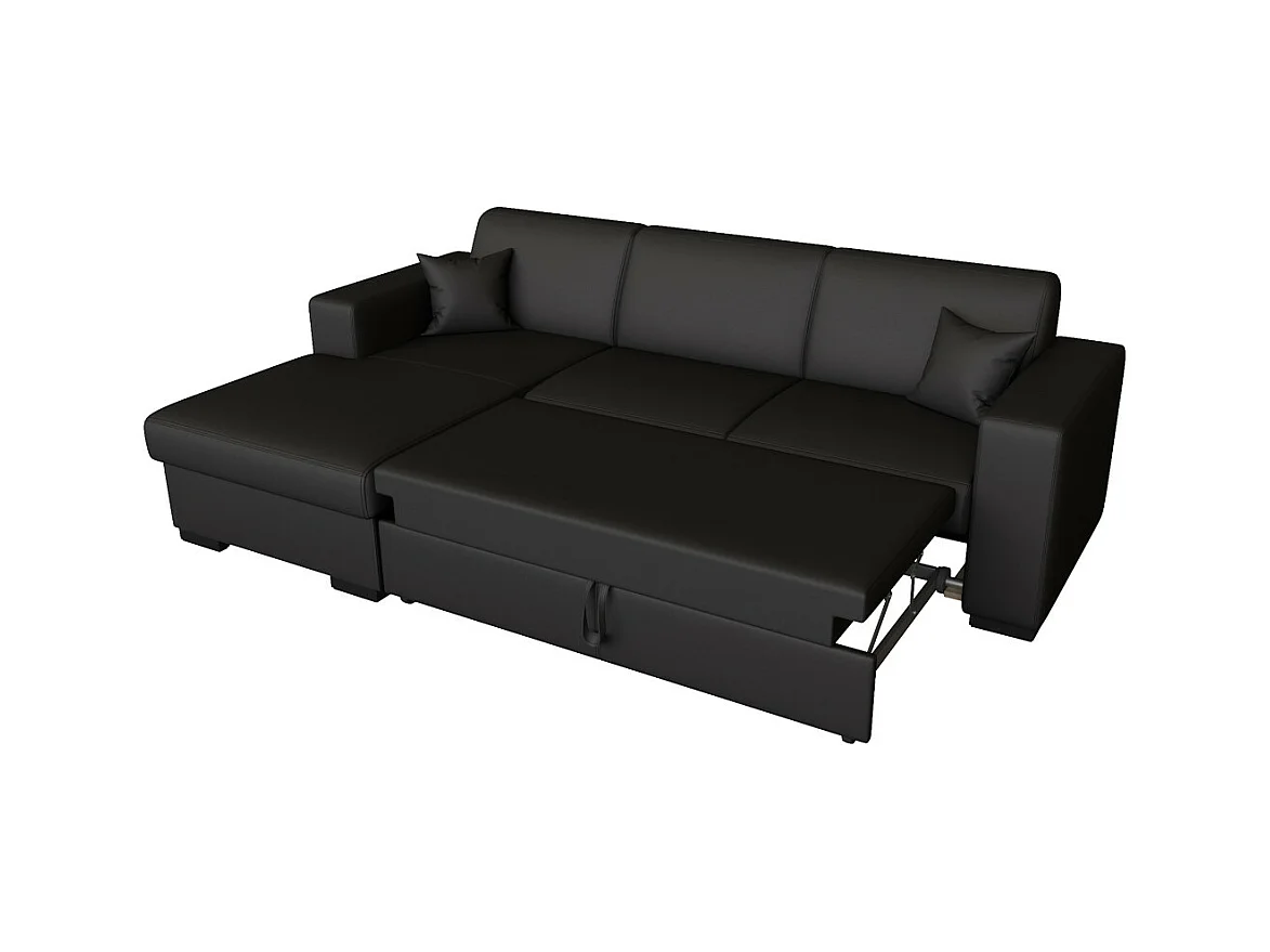 Canapé d'angle gauche 4 places Fuji XL convertible avec coffre en simili - Gris anthracite - L262 x 157 x 83cm - Loungitude