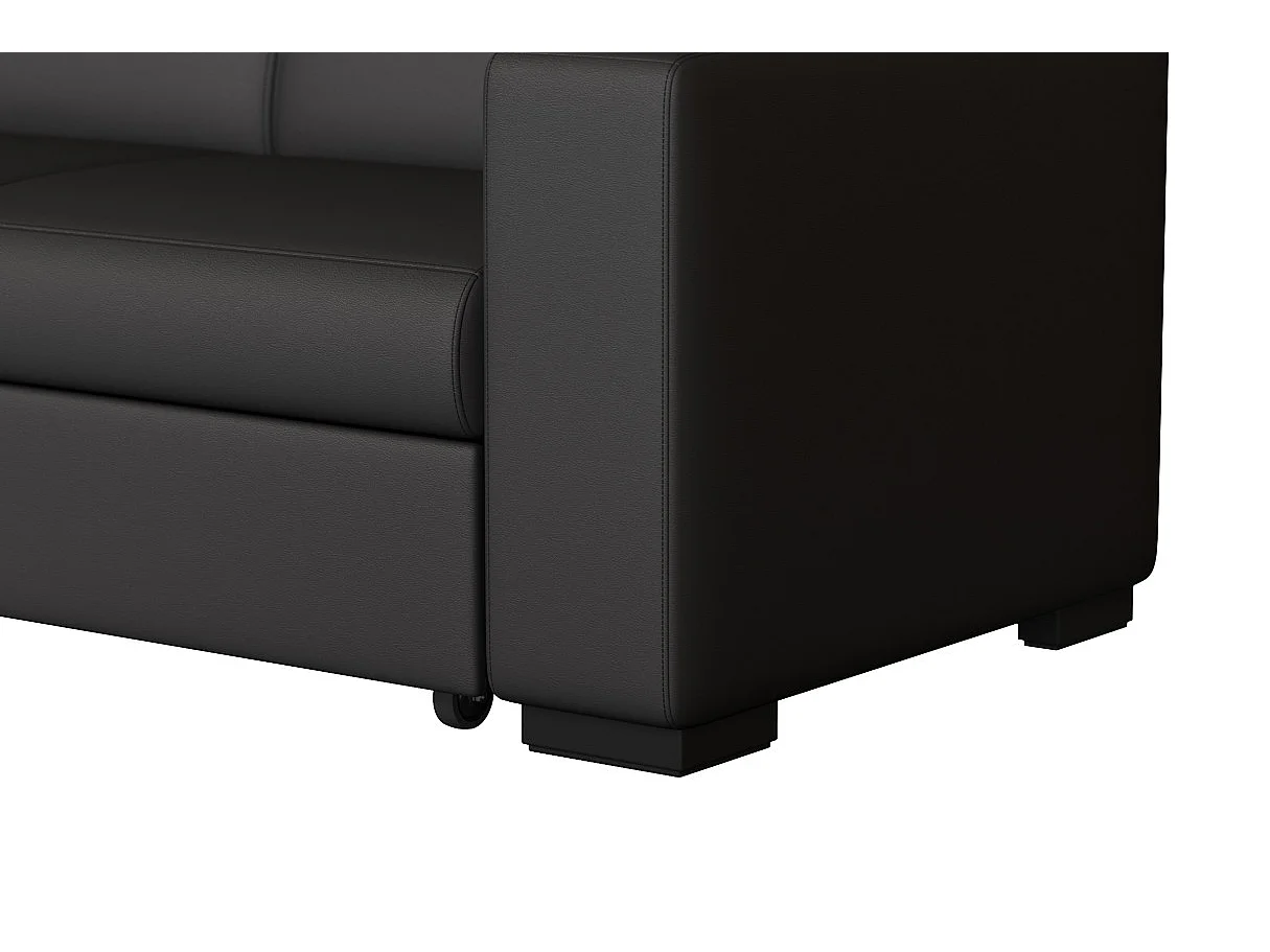 Canapé d'angle gauche 4 places Fuji XL convertible avec coffre en simili - Gris anthracite - L262 x 157 x 83cm - Loungitude