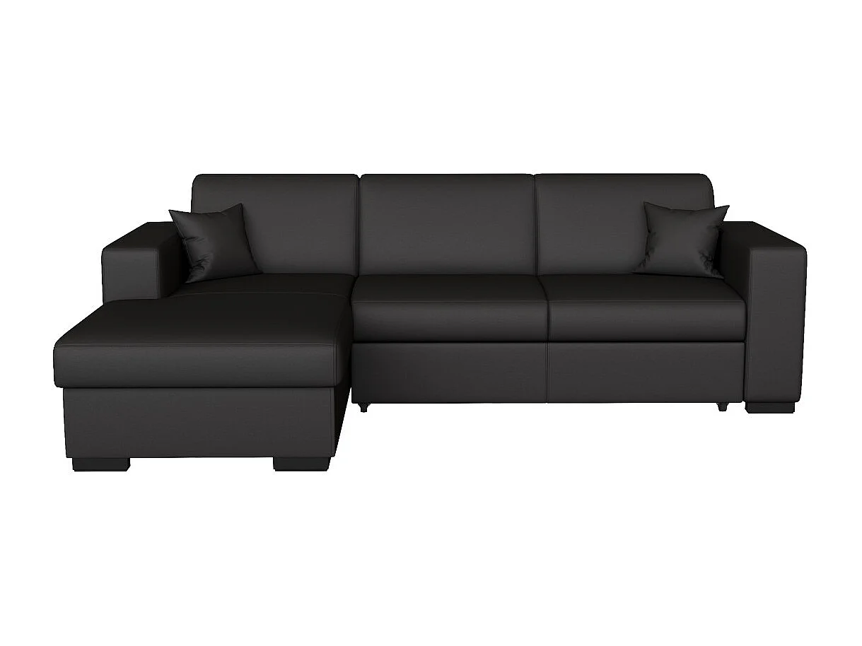 Canapé d'angle gauche 4 places Fuji XL convertible avec coffre en simili - Gris anthracite - L262 x 157 x 83cm - Loungitude