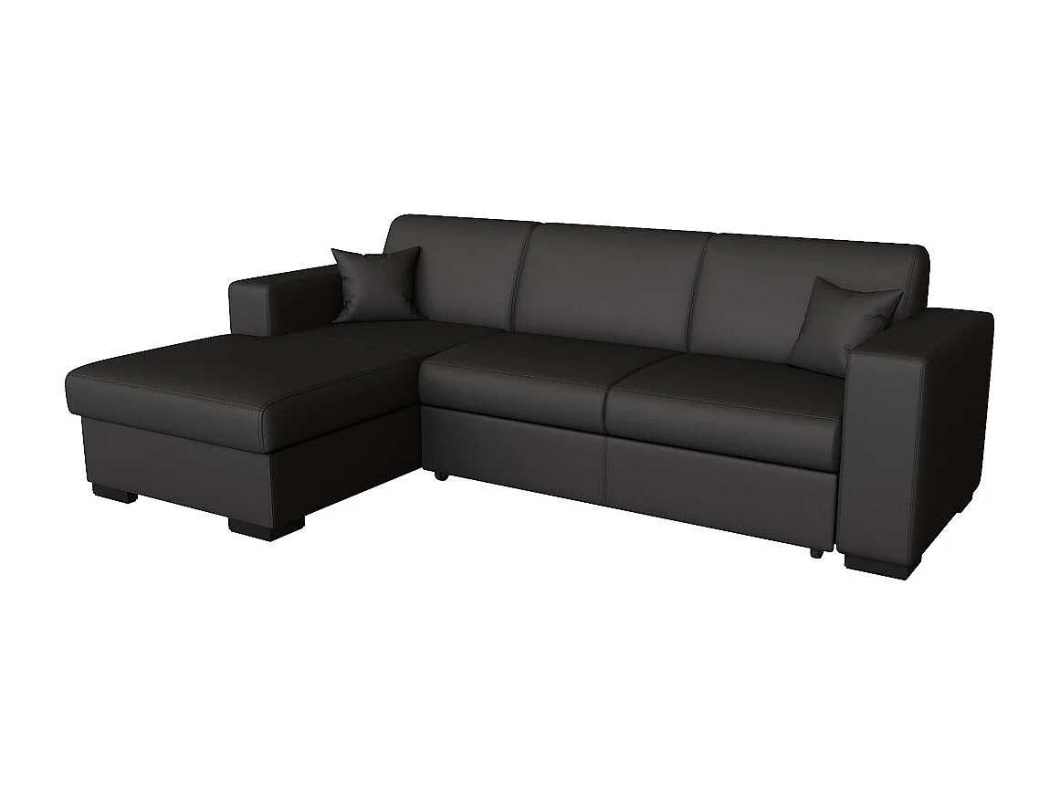Canapé d'angle gauche 4 places Fuji XL convertible avec coffre en simili - Gris anthracite - L262 x 157 x 83cm - Loungitude
