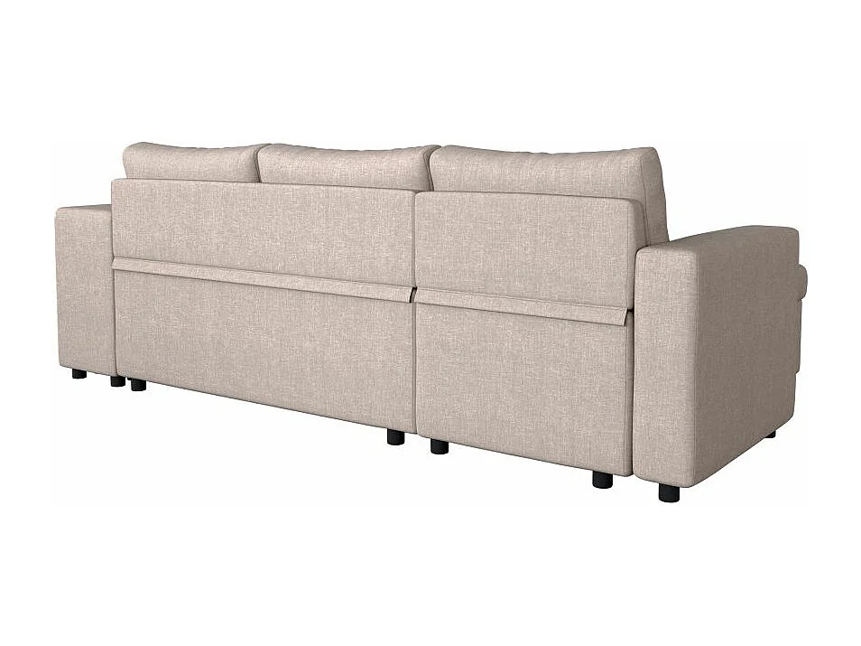 Canapé d'angle 3 places réversible Oslo avec coffre et poufs droit en tissu - Beige - L241 x P146 x H81cm - Loungitude