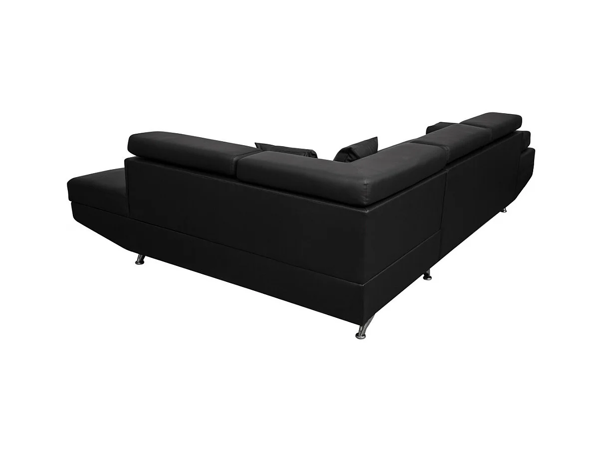 Canapé d'angle droit 5 places Rio Convertible avec coffre en simili - Noir - L271 x P192 x H70cm - Loungitude