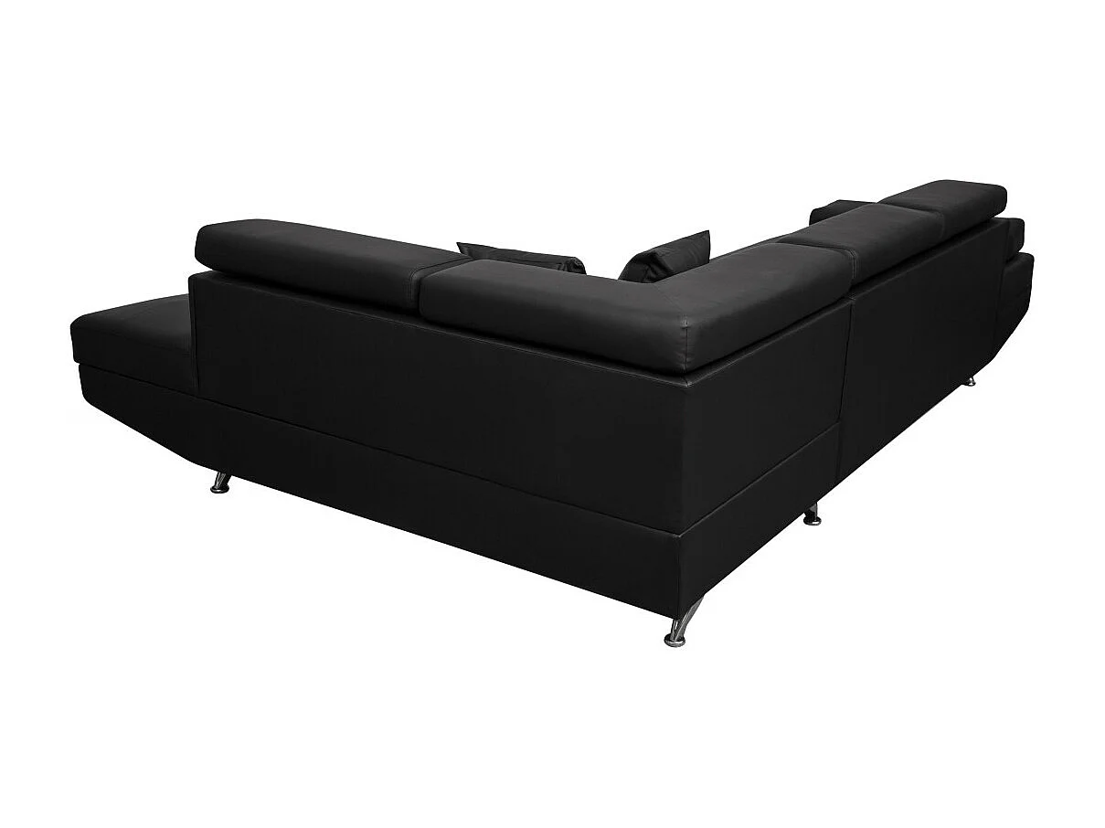 Canapé d'angle droit 5 places Rio convertible avec coffre en simili - Noir - L271 x P192 x H70cm - Loungitude