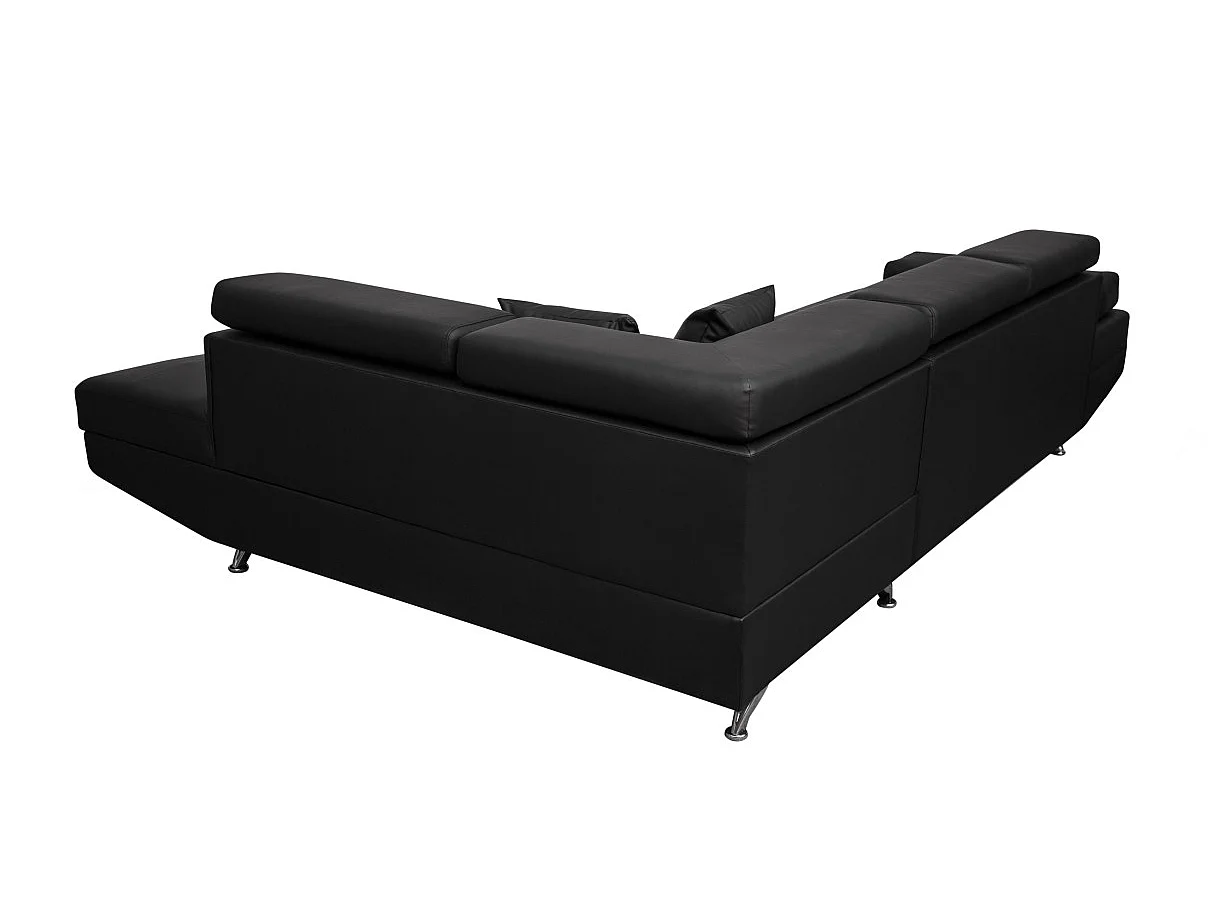 Canapé d'angle droit 5 places Rio convertible avec coffre en simili - Noir - L271 x P192 x H70cm - Loungitude