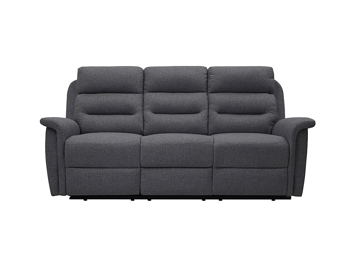 Canapé de Relaxation 3 places en Tissu Gris Léon - Gris anthracite - L191 x 94 x 100cm - Loungitude