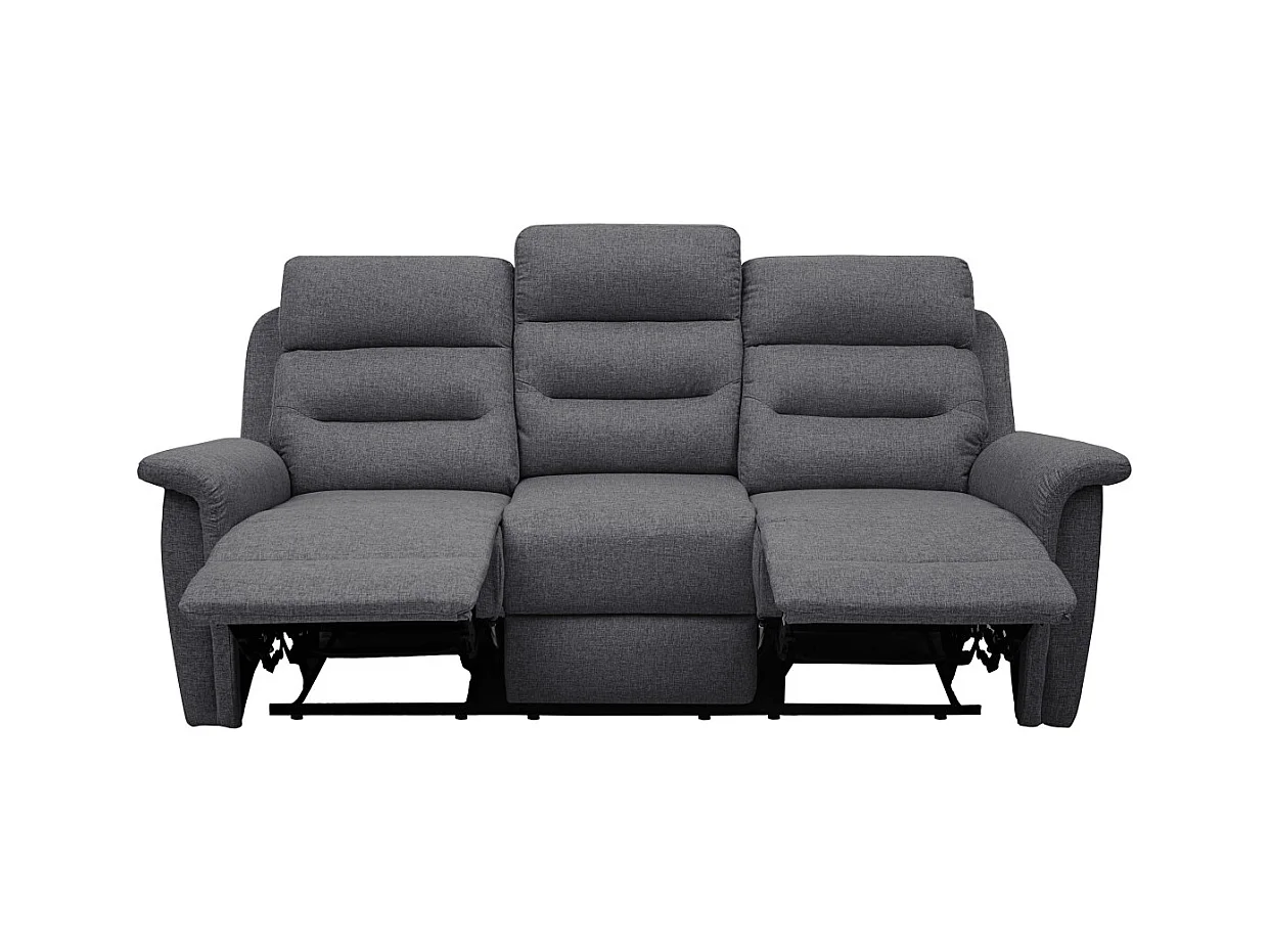 Canapé de Relaxation 3 places en Tissu Gris Léon - Gris anthracite - L191 x 94 x 100cm - Loungitude