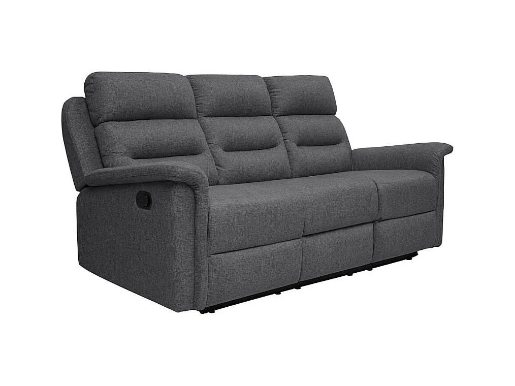 Canapé de Relaxation 3 places en Tissu Gris Léon - Gris anthracite - L191 x 94 x 100cm - Loungitude