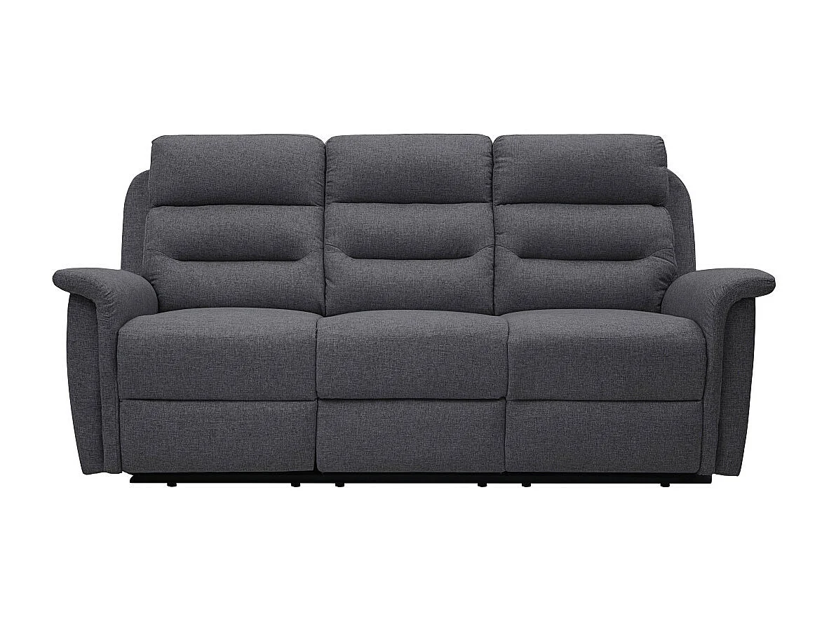 Canapé de Relaxation 3 places en Tissu Gris Léon - Gris anthracite - L191 x 94 x 100cm - Loungitude