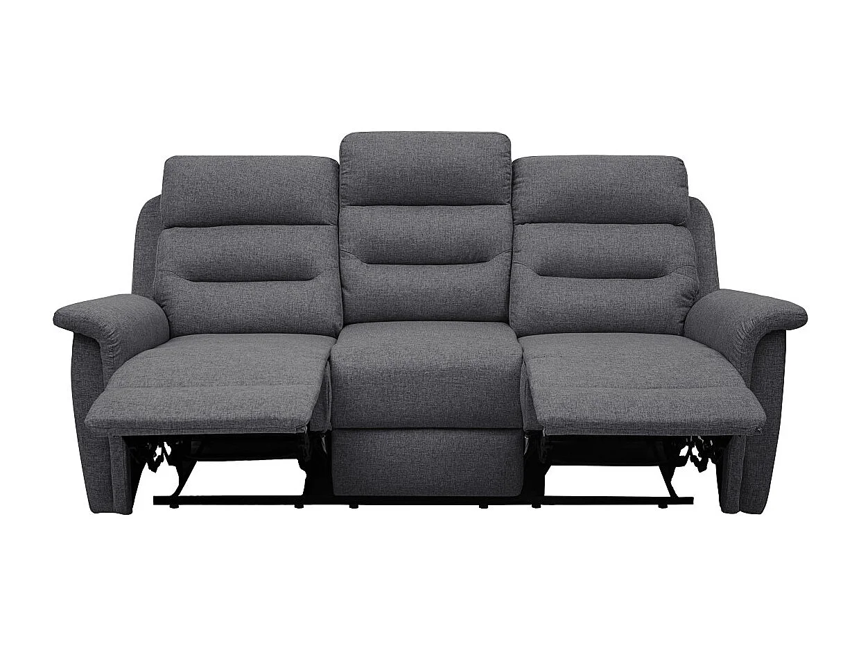 Canapé de Relaxation 3 places en Tissu Gris Léon - Gris anthracite - L191 x 94 x 100cm - Loungitude