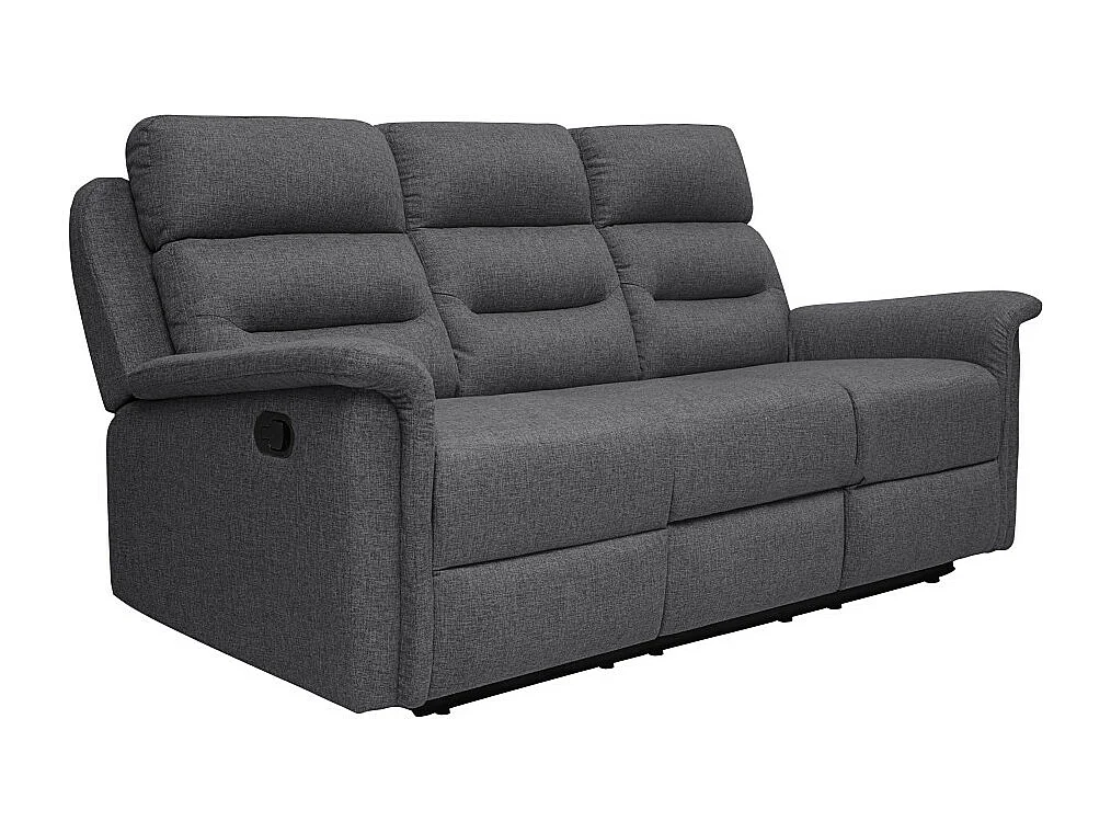 Canapé de Relaxation 3 places en Tissu Gris Léon - Gris anthracite - L191 x 94 x 100cm - Loungitude