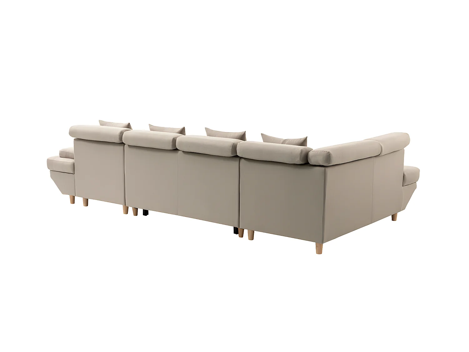 Canapé d'angle Panoramique Maia Convertible en Tissu - Angle Gauche, Beige - L330 x P188 x H90cm - Loungitude