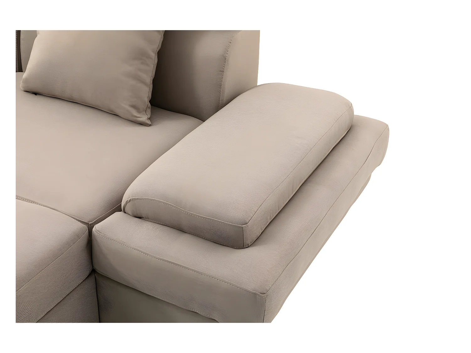 Canapé d'angle Panoramique Maia Convertible en Tissu - Angle Gauche, Beige - L330 x P188 x H90cm - Loungitude