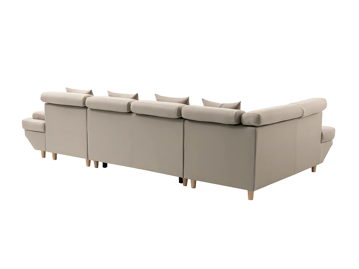 Canapé d'angle Panoramique Maia Convertible en Tissu - Angle Gauche, Beige - L330 x P188 x H90cm - Loungitude
