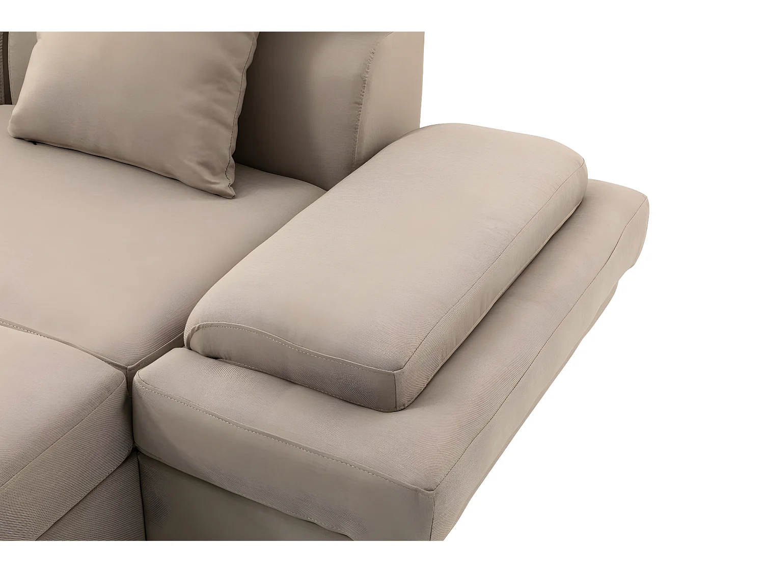 Canapé d'angle Panoramique Maia Convertible en Tissu - Angle Gauche, Beige - L330 x P188 x H90cm - Loungitude