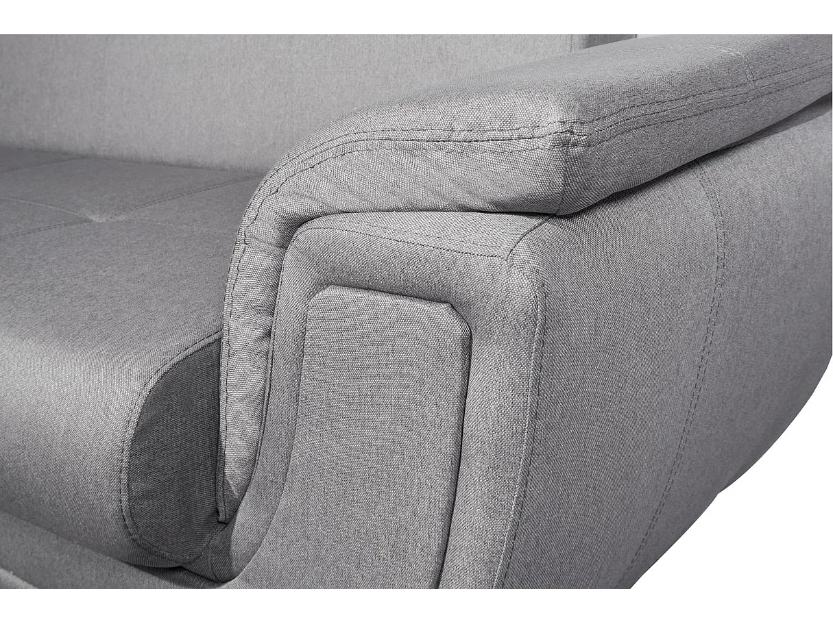 Canapé d'angle gauche 5 places Flavie convertible en tissu - Gris - L260 x 180 x 85cm - Loungitude