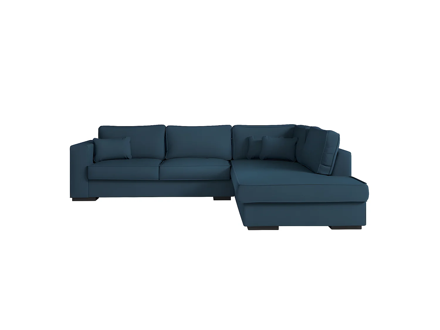Canapé d'angle droit XXL Belami 6 places en tissu - Bleu pétrole - L303 x 228 x 86cm - Loungitude