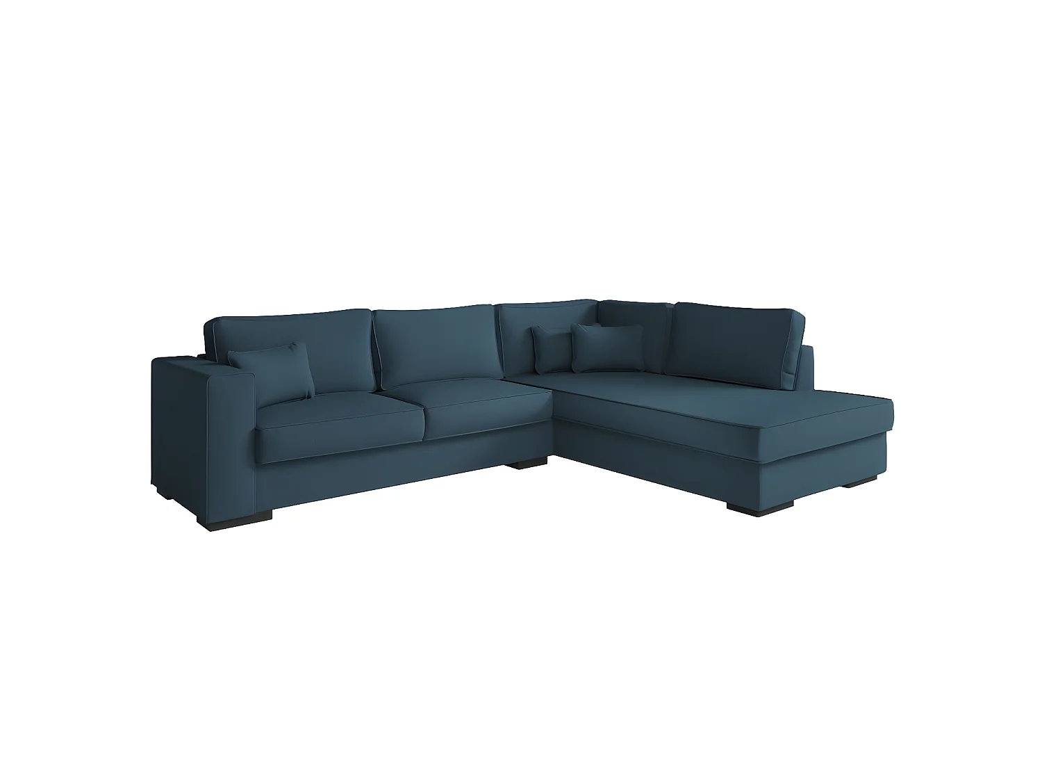 Canapé d'angle droit XXL Belami 6 places en tissu - Bleu pétrole - L303 x 228 x 86cm - Loungitude