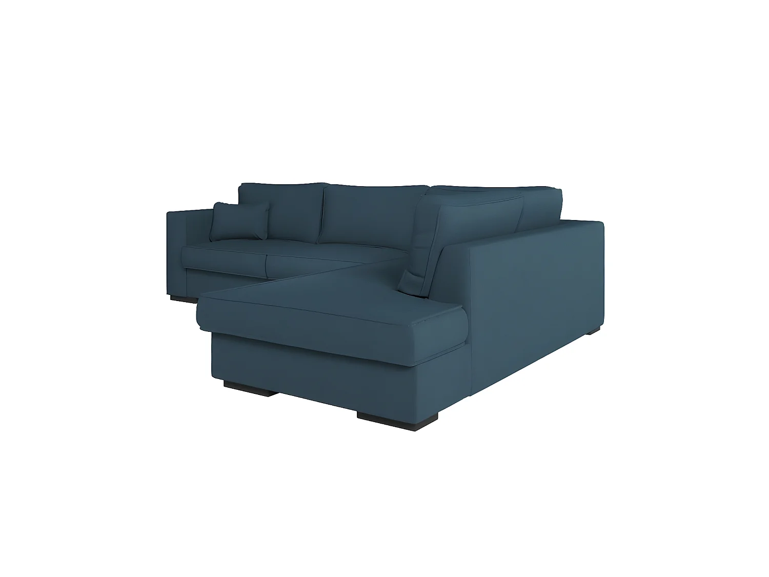 Canapé d'angle droit XXL Belami 6 places en tissu - Bleu pétrole - L303 x 228 x 86cm - Loungitude