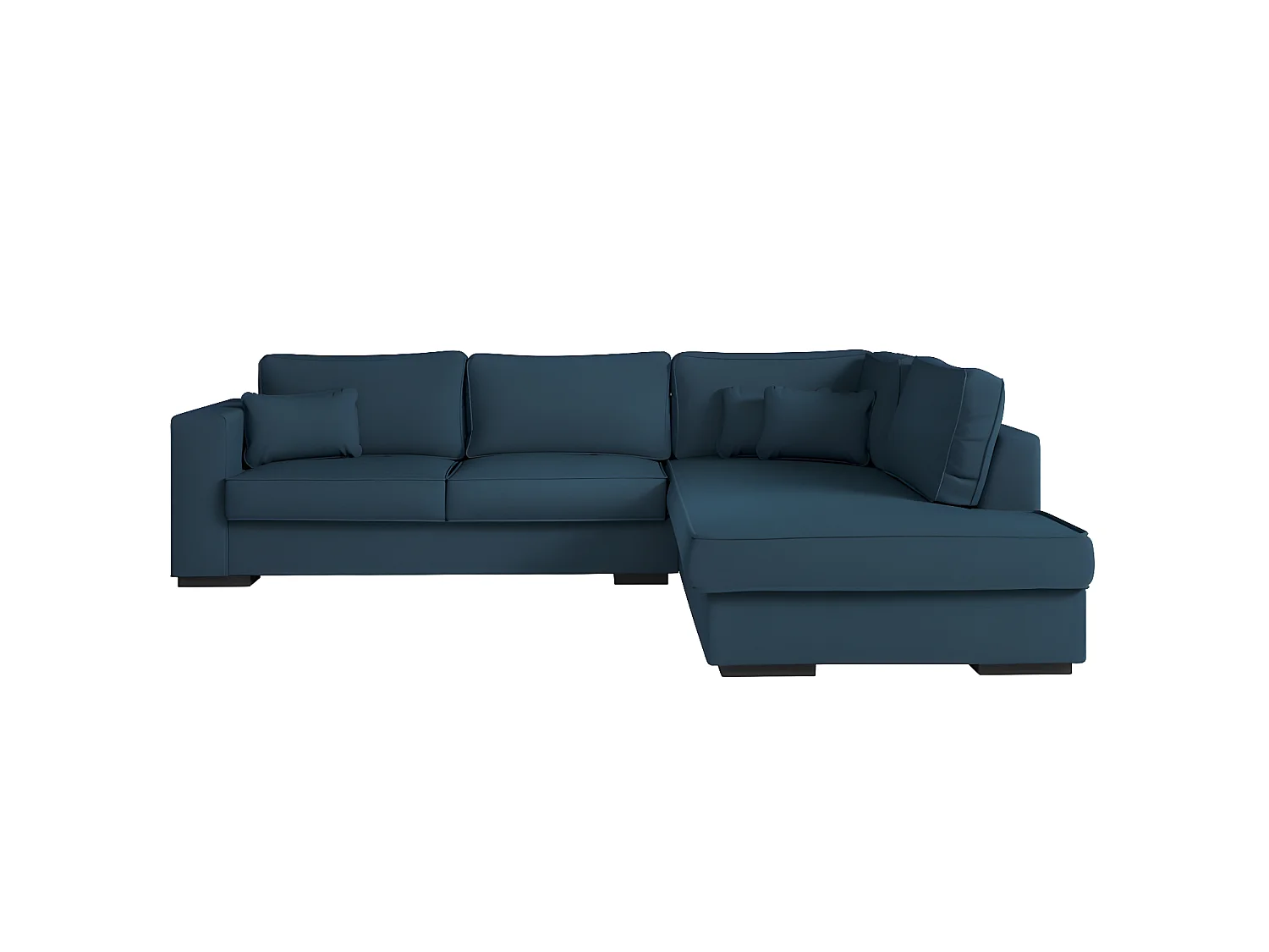 Canapé d'angle droit XXL Belami 6 places en tissu - Bleu pétrole - L303 x 228 x 86cm - Loungitude