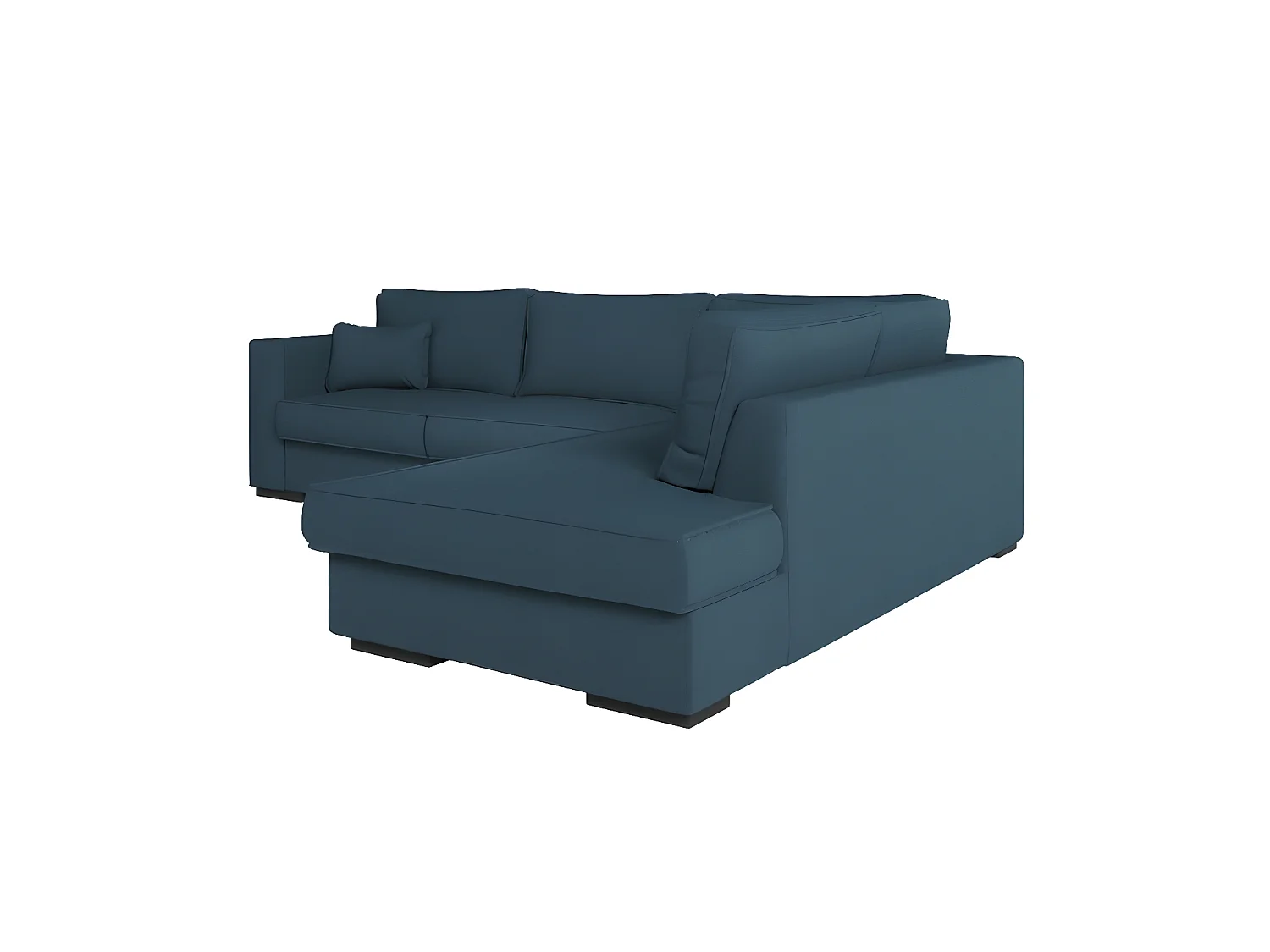 Canapé d'angle droit XXL Belami 6 places en tissu - Bleu pétrole - L303 x 228 x 86cm - Loungitude