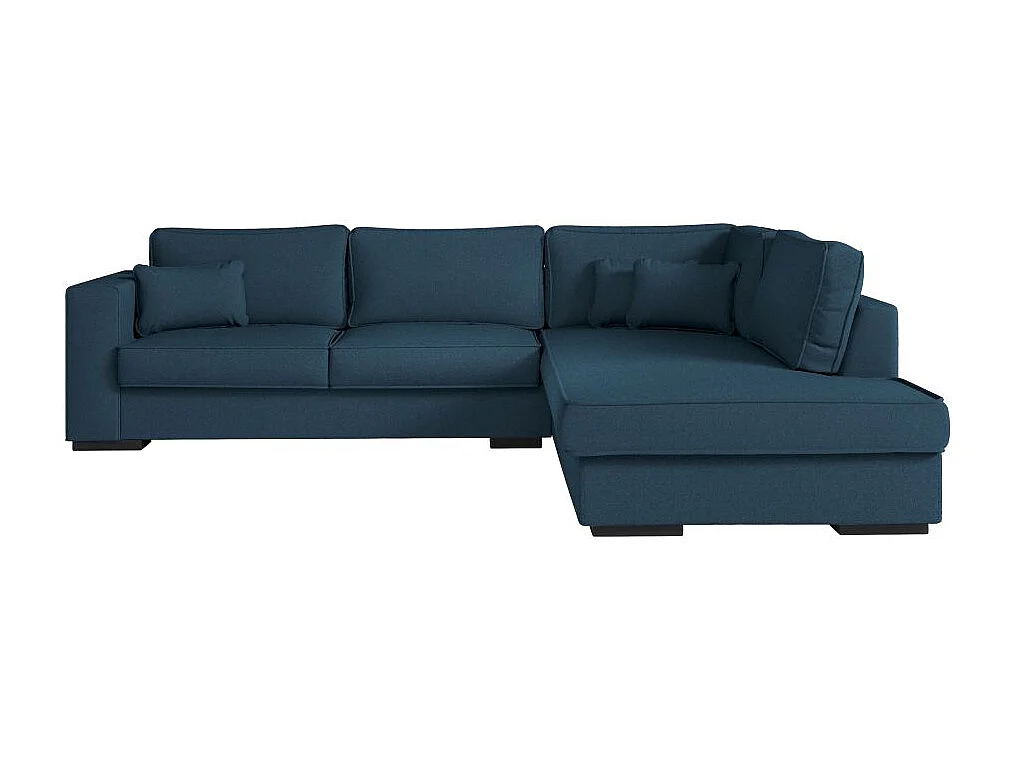 Canapé d'angle droit XXL Belami 6 places en tissu - Bleu pétrole - L303 x 228 x 86cm - Loungitude