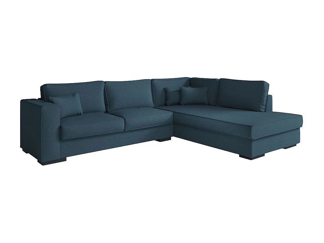 Canapé d'angle droit XXL Belami 6 places en tissu - Bleu pétrole - L303 x 228 x 86cm - Loungitude
