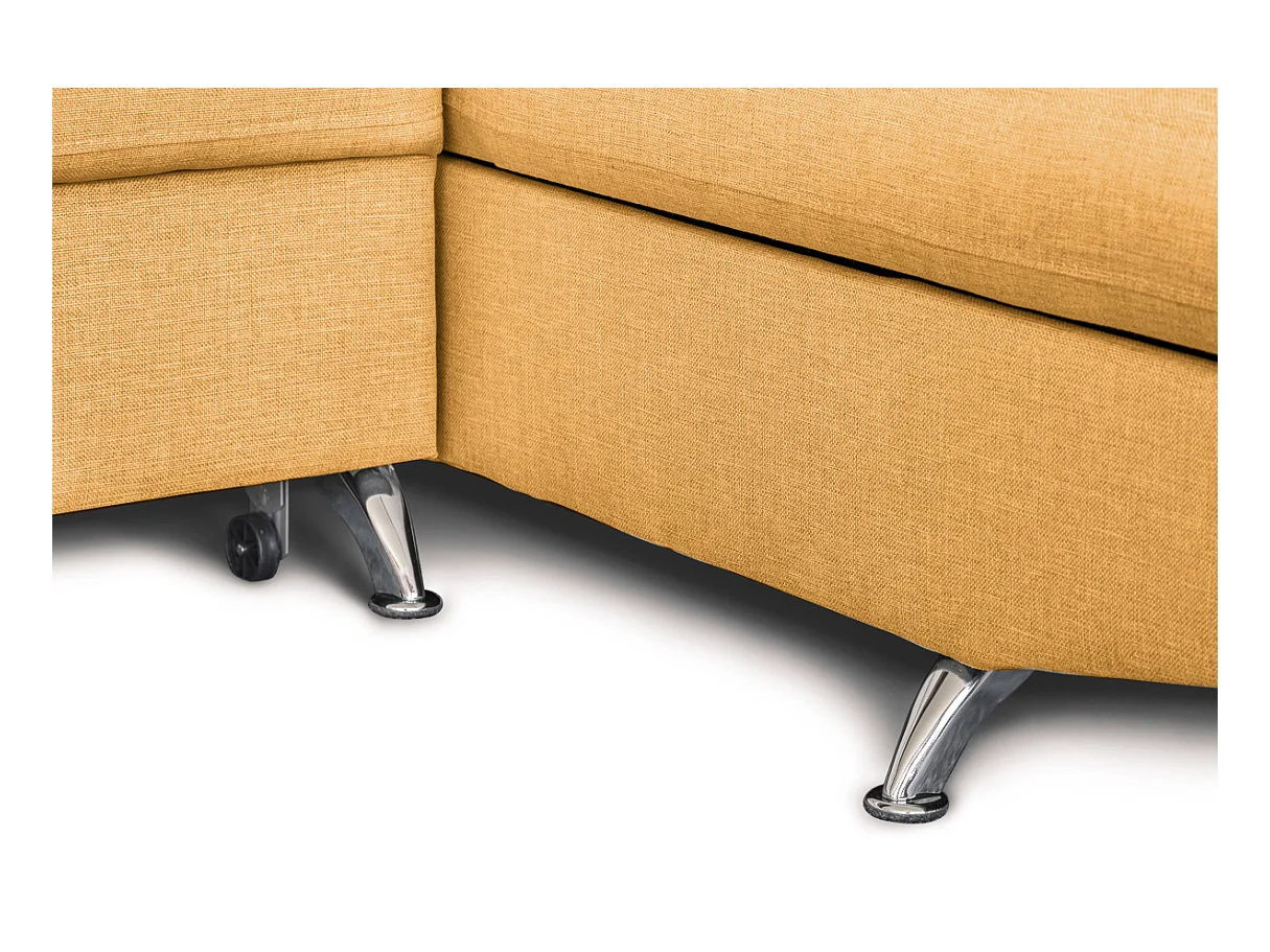 Canapé d'angle droit 5 places Rio Convertible avec coffre en tissu - Jaune ocre - L271 x P192 x H70cm - Loungitude