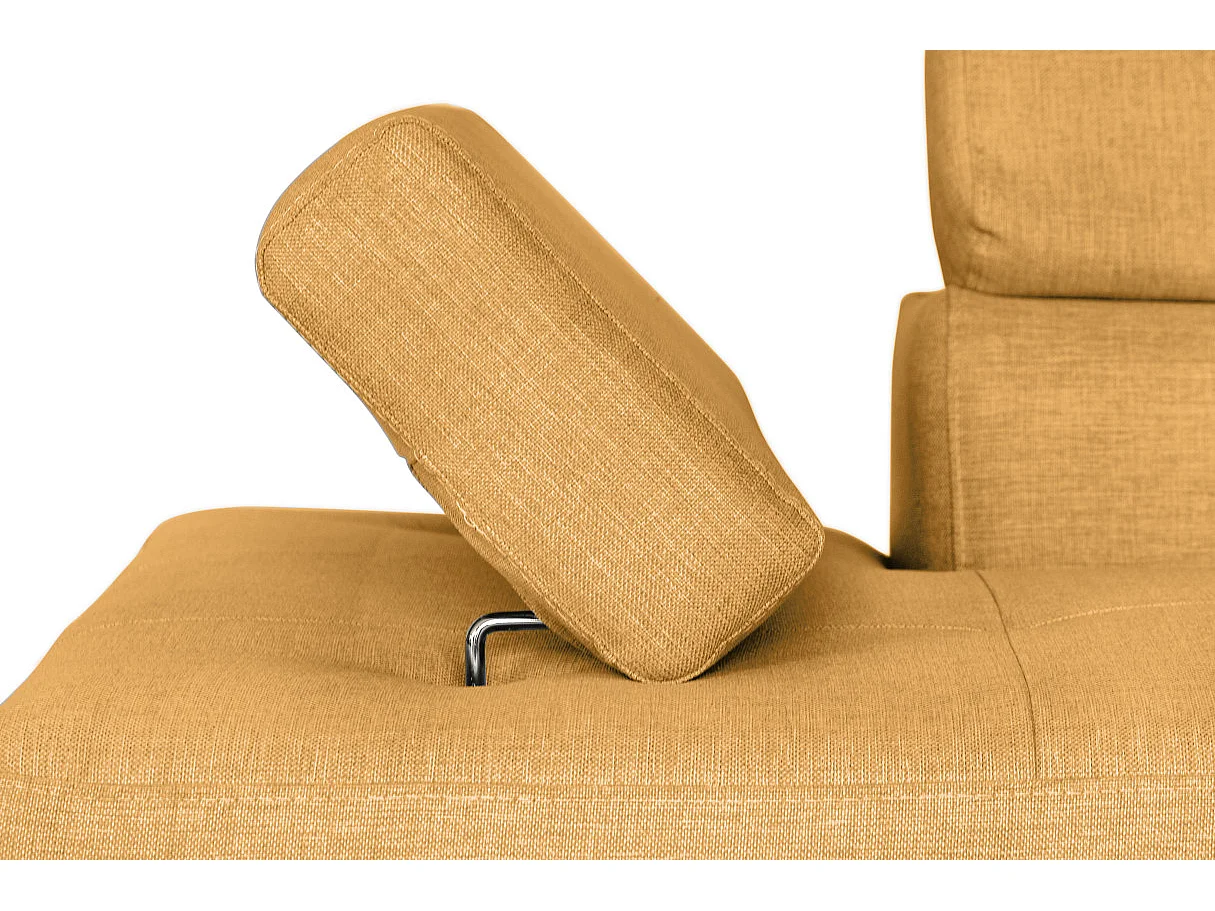 Canapé d'angle droit 5 places Rio convertible avec coffre en tissu - Jaune ocre - L271 x P192 x H70cm - Loungitude
