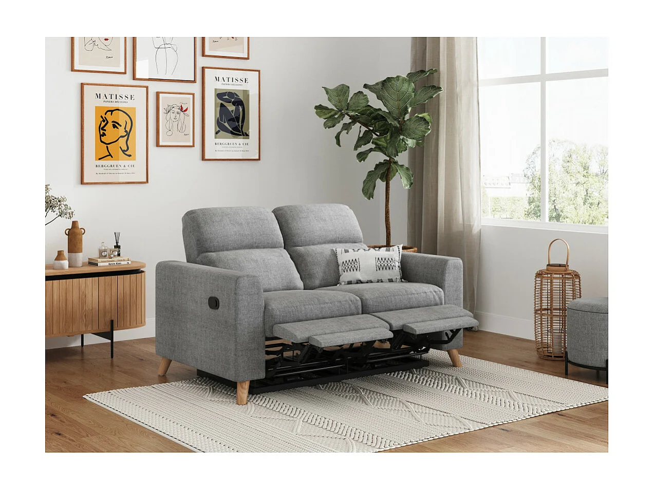 Canapé de Relaxation 2 places Bertie style Scandinave - L162 x 86 x 96cm - Loungitude