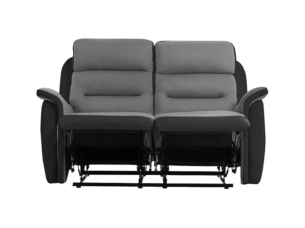 Canapé de Relaxation 2 places en Microfibre et Simili Léon - Gris et Noir - Loungitude