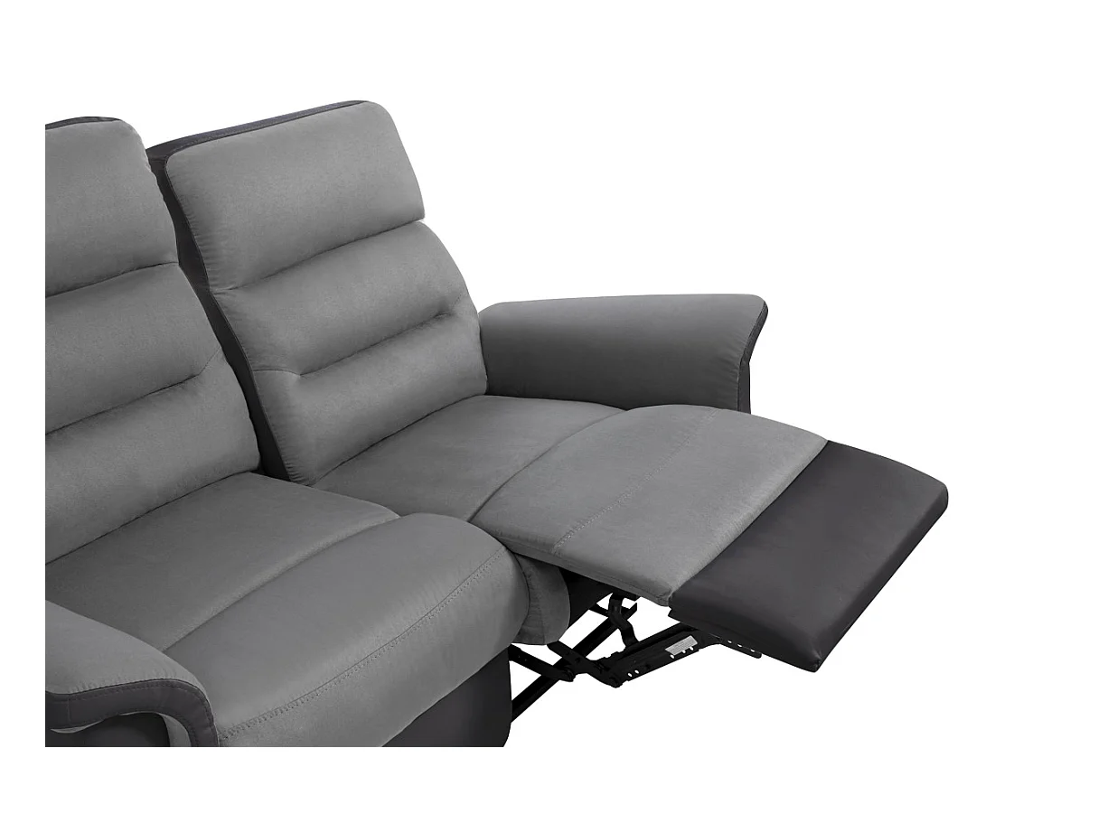 Canapé de Relaxation 2 places en Microfibre et Simili Léon - Gris et Noir - Loungitude