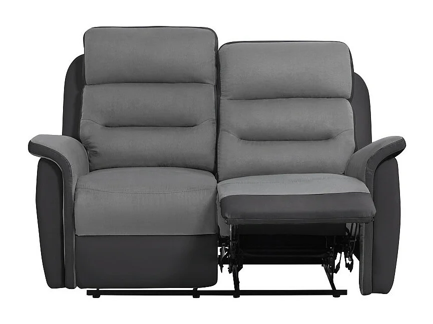 Canapé de Relaxation 2 places en Microfibre et Simili Léon - Gris et Noir - Loungitude