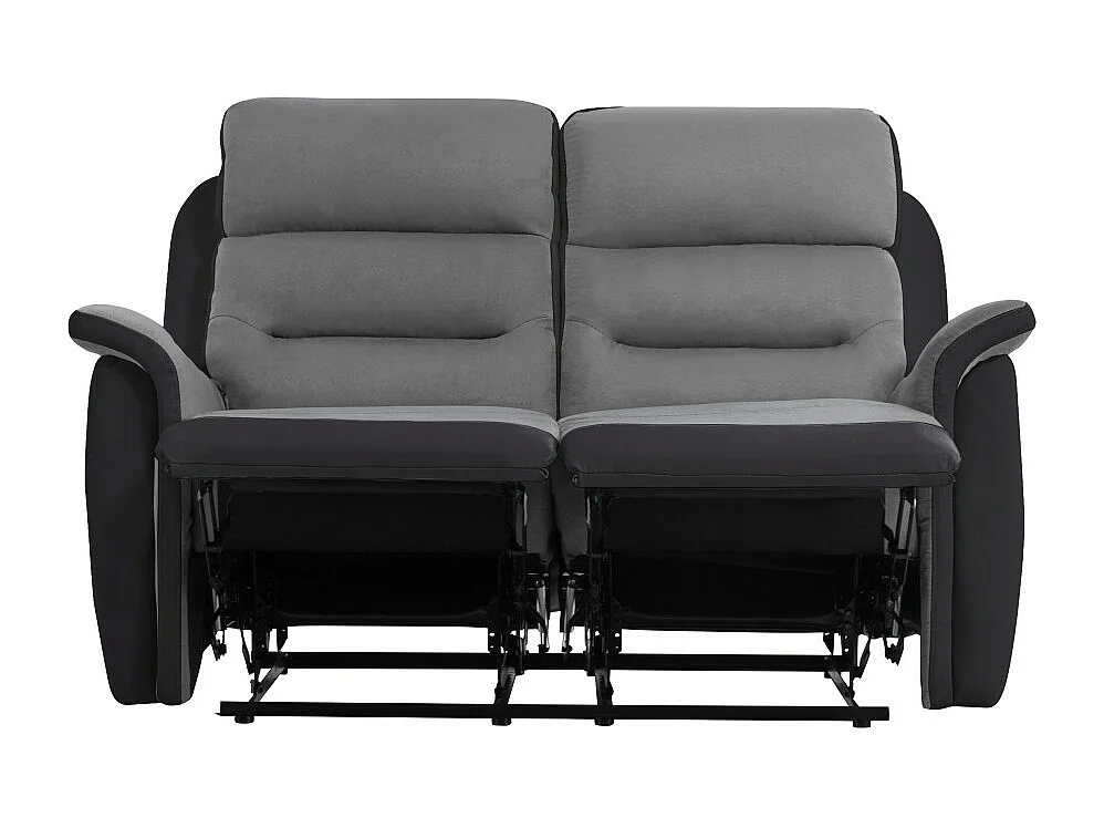 Canapé de Relaxation 2 places en Microfibre et Simili Léon - Gris et Noir - Loungitude