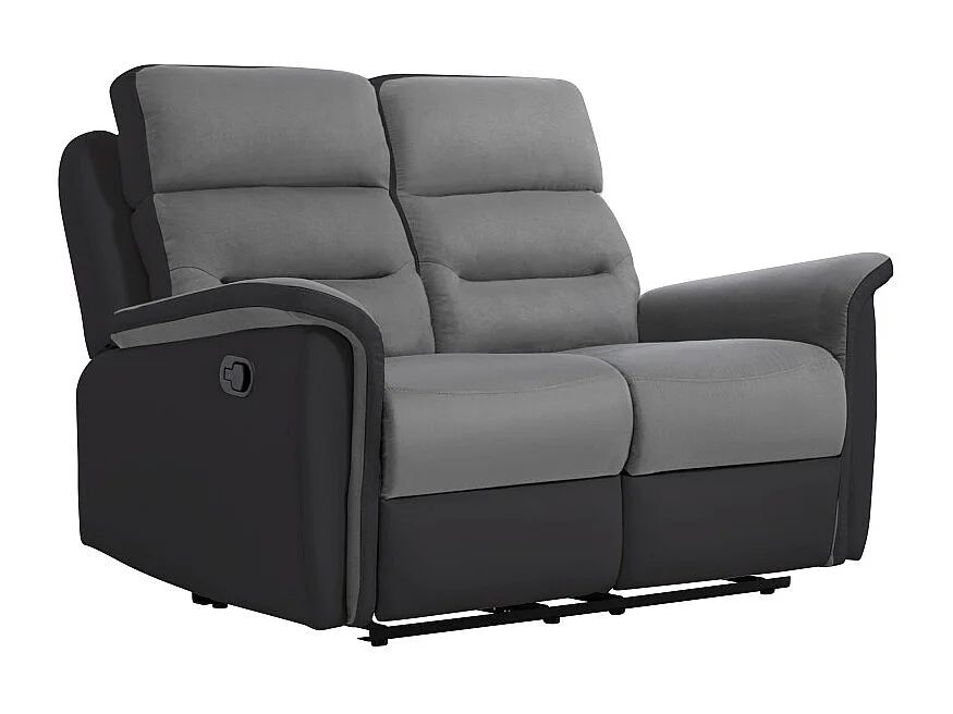 Canapé de Relaxation 2 places en Microfibre et Simili Léon - Gris et Noir - Loungitude