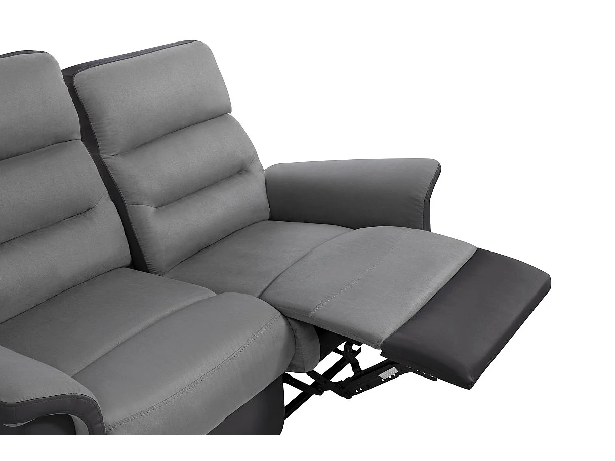Canapé de Relaxation 2 places en Microfibre et Simili Léon - Gris et Noir - Loungitude