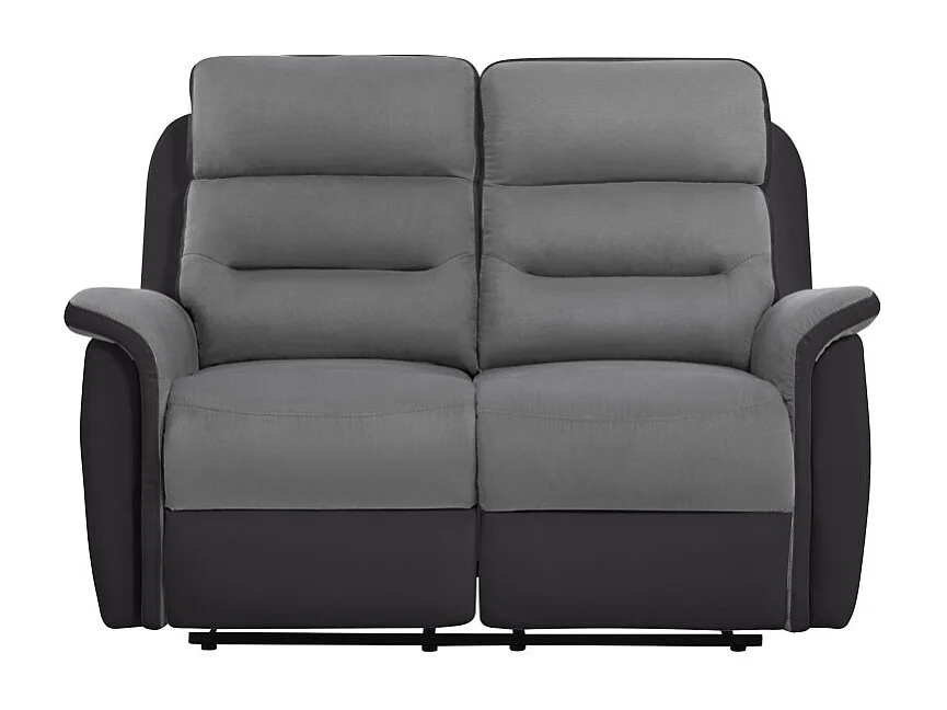 Canapé de Relaxation 2 places en Microfibre et Simili Léon - Gris et Noir - Loungitude