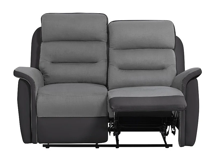 Canapé de Relaxation 2 places en Microfibre et Simili Léon - Gris et Noir - Loungitude
