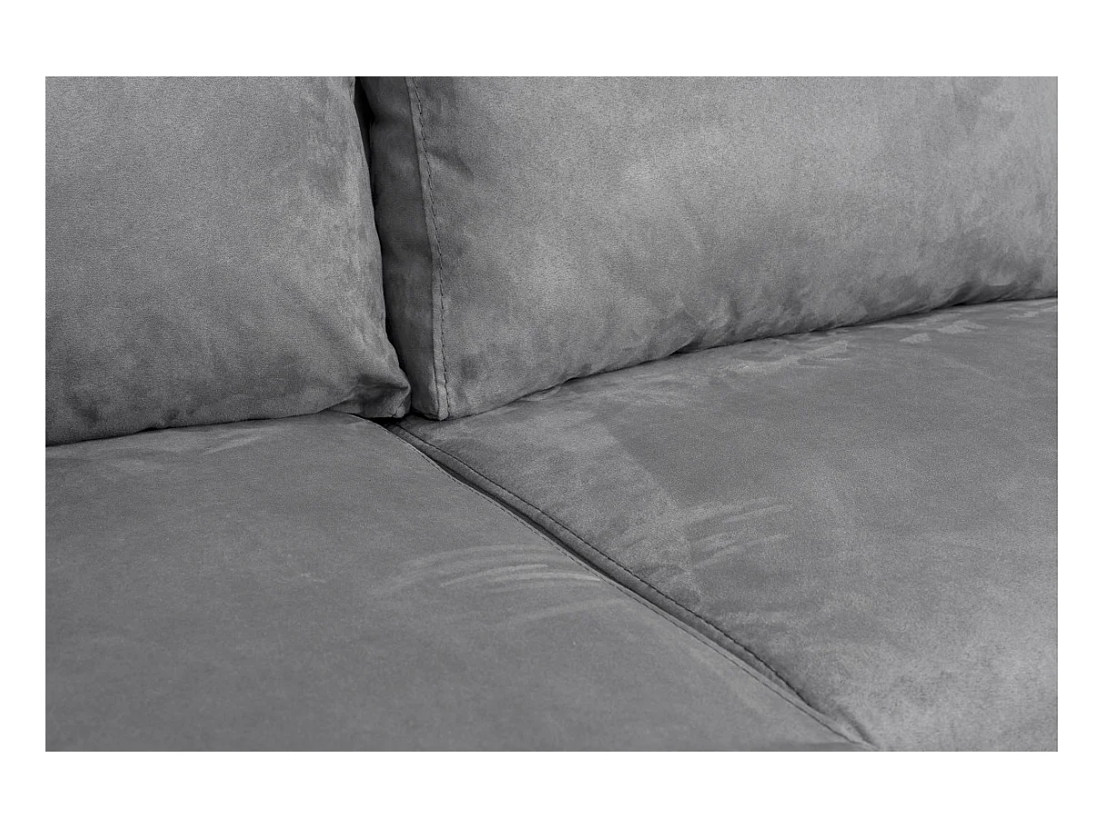 Canapé panoramique Oslo convertible avec coffres, poufs à gauche - Simili/Microfibre - Blanc/Gris - L311 x P146 x H81cm - Loungitude